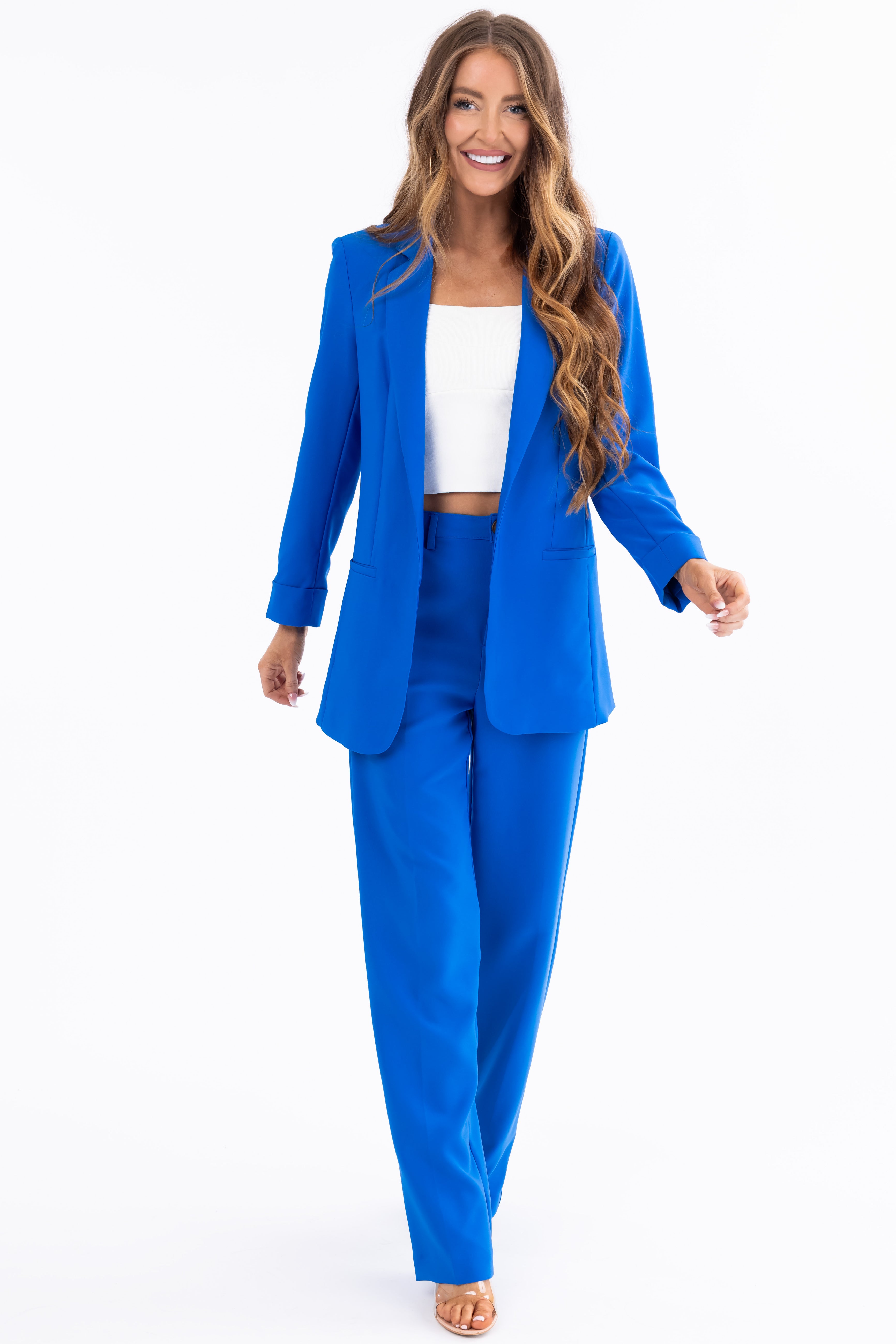Emily Sapphire Longline Open Blazer