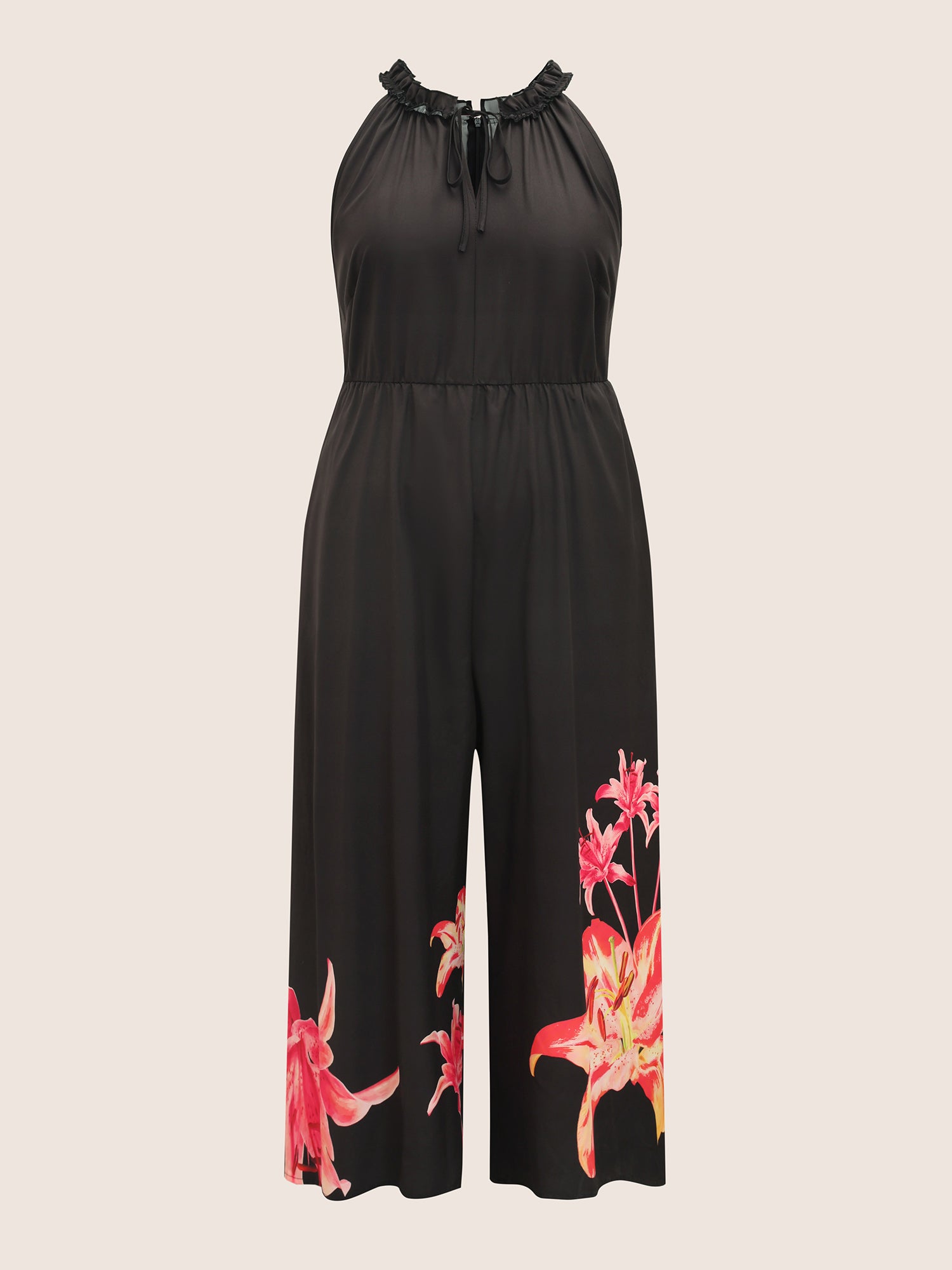 Lily Print Frill Trim Tie Knot Jumpsuit