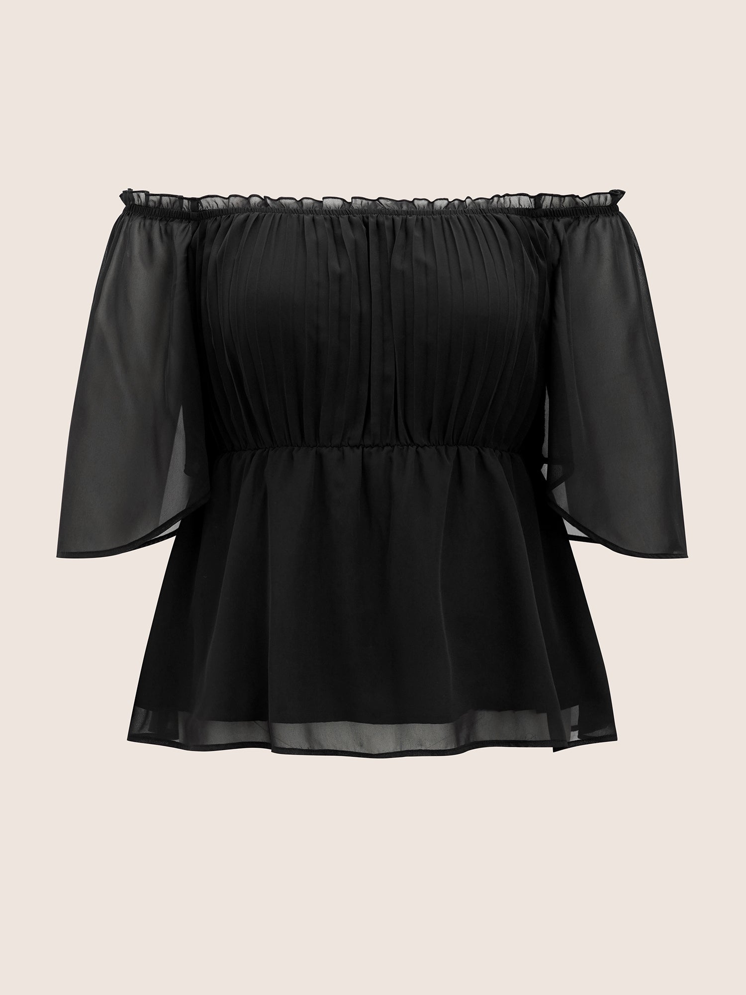 One Shoulder Neck Chiffon Ruffle Sleeve Blouse