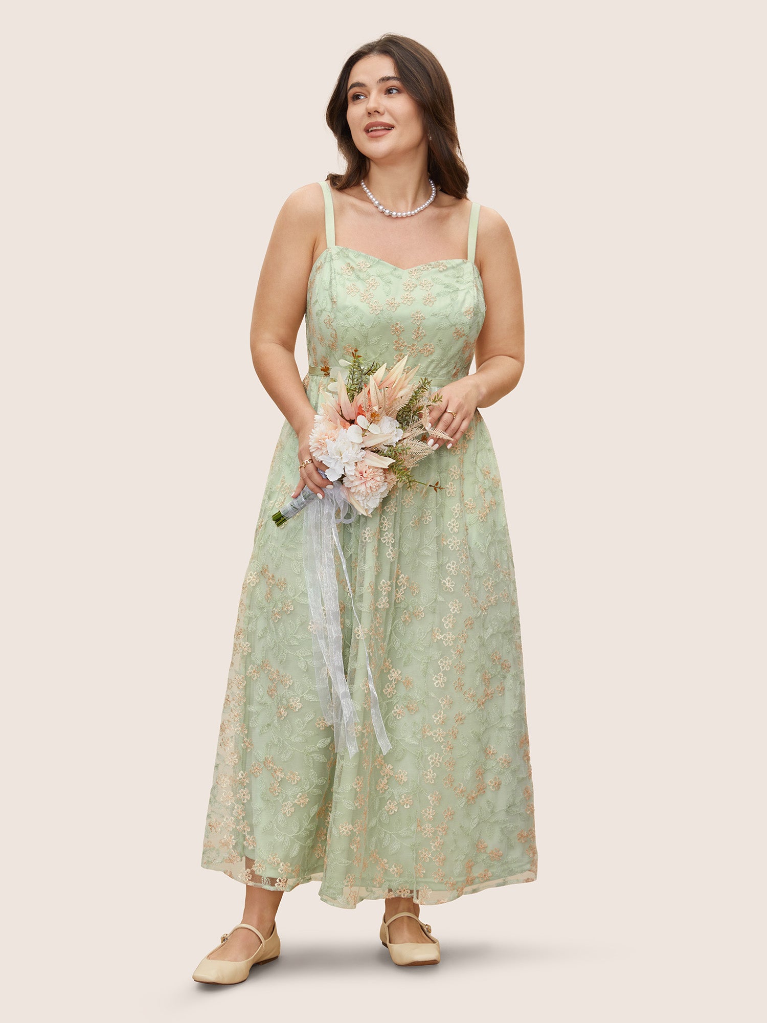 Floral Embroidered Shirred Cami Dress