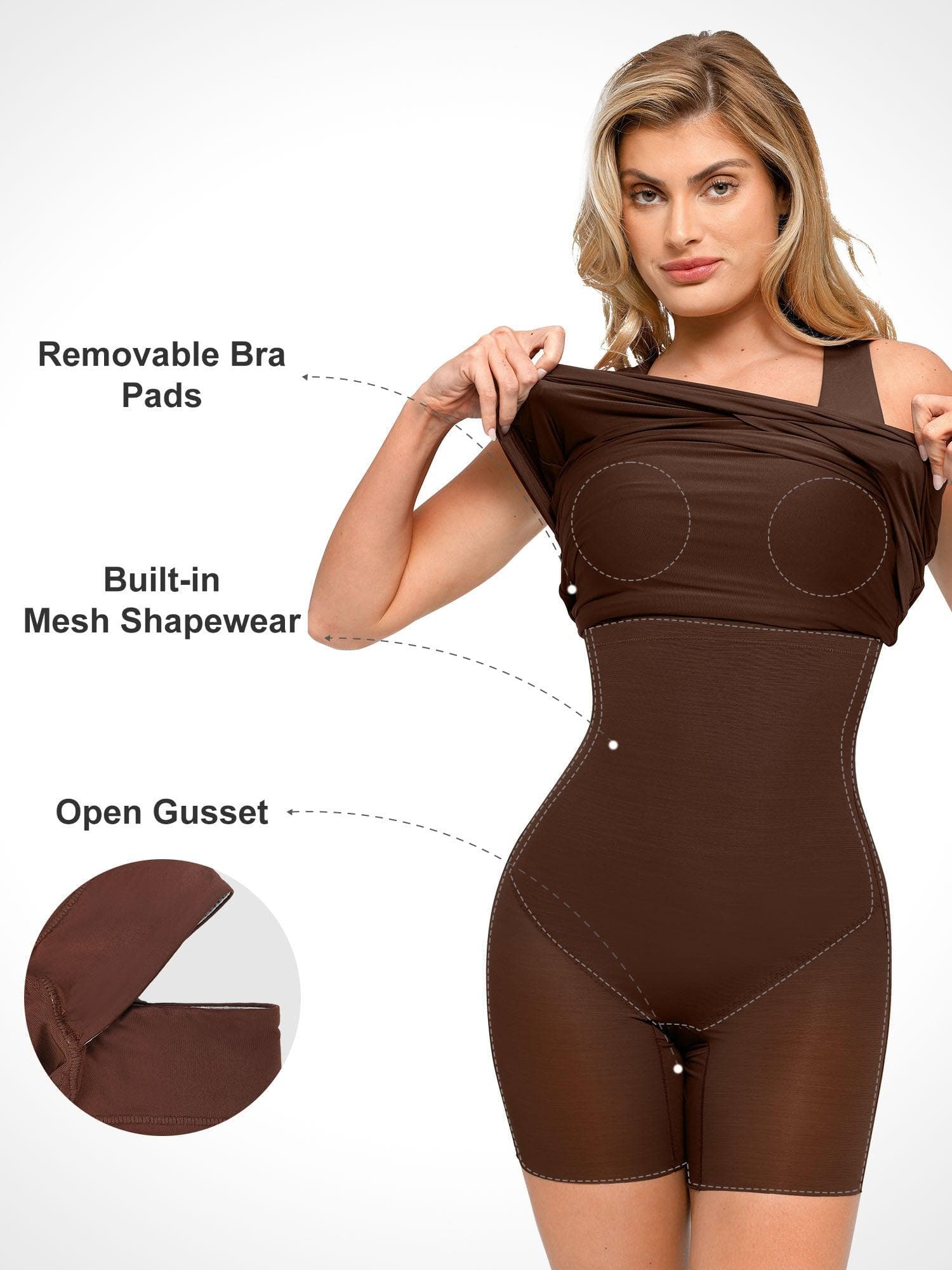 The Shapewear Dresses Square Neck Ruched Sleeveless Midi