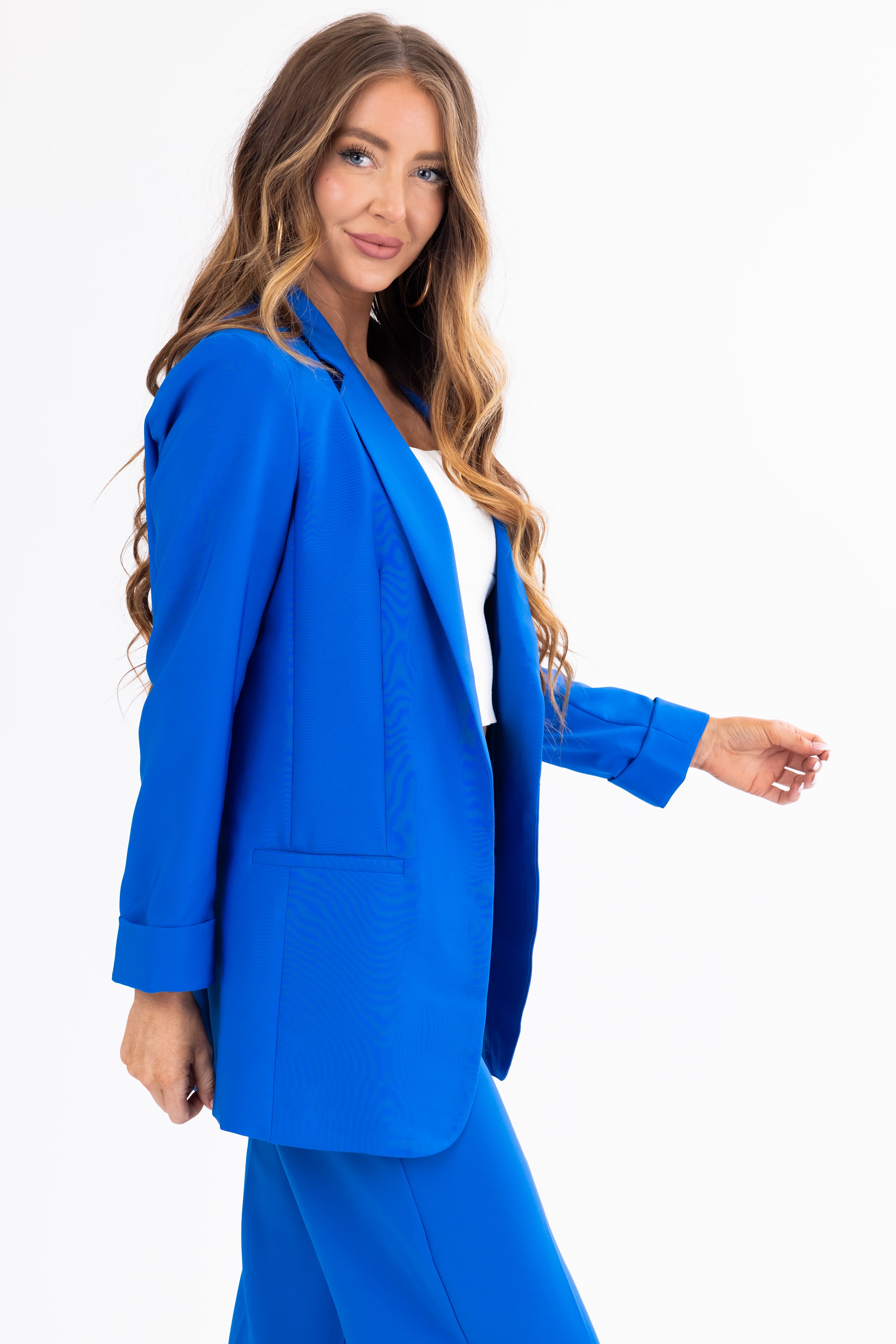 Emily Sapphire Longline Open Blazer
