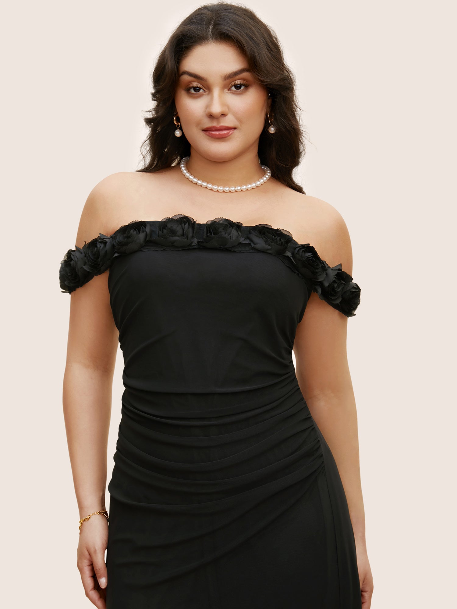 One Shoulder Stereo Flower Design Dress