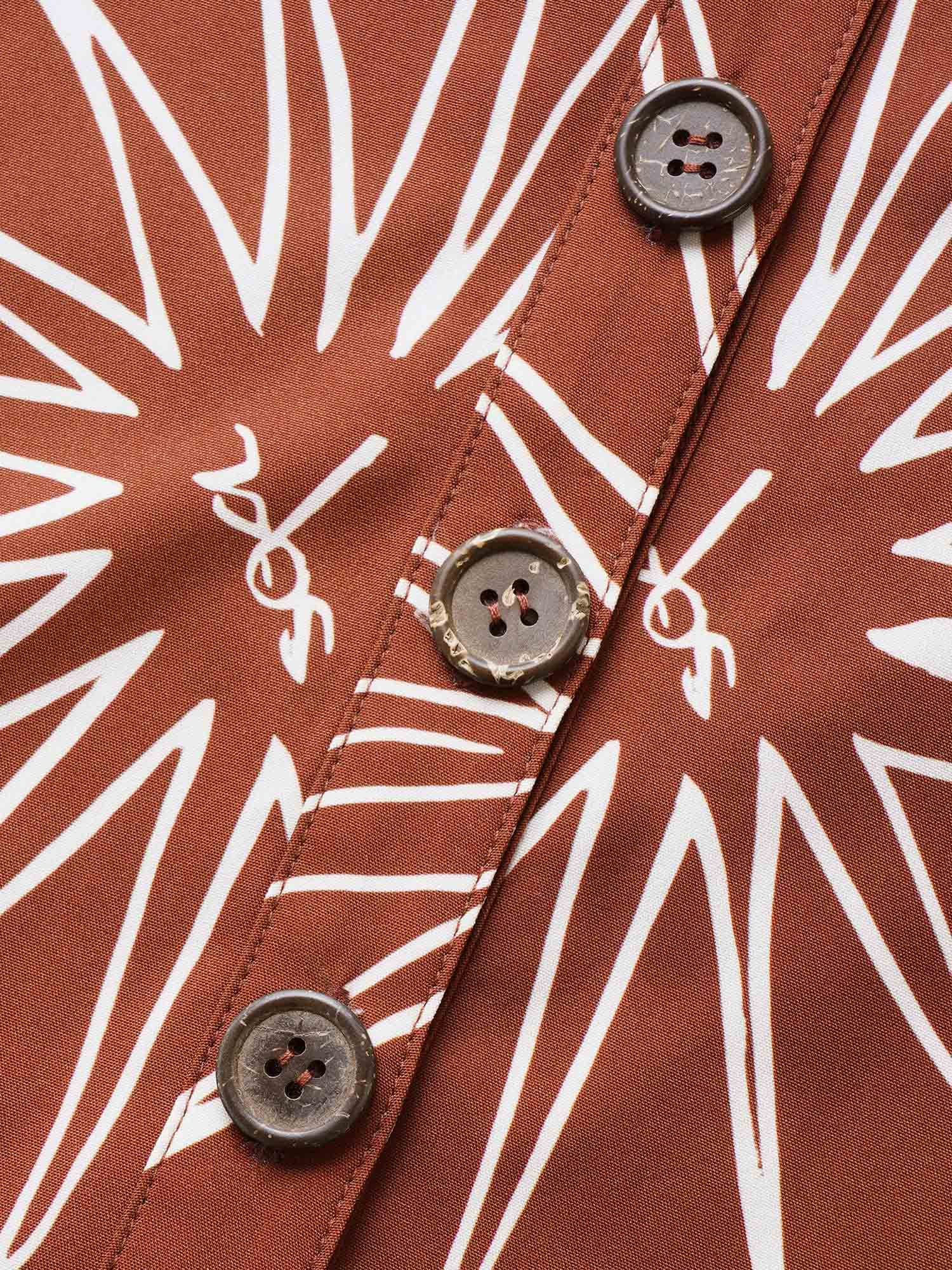 Sun Print Gathered Button Up Jumpsuit