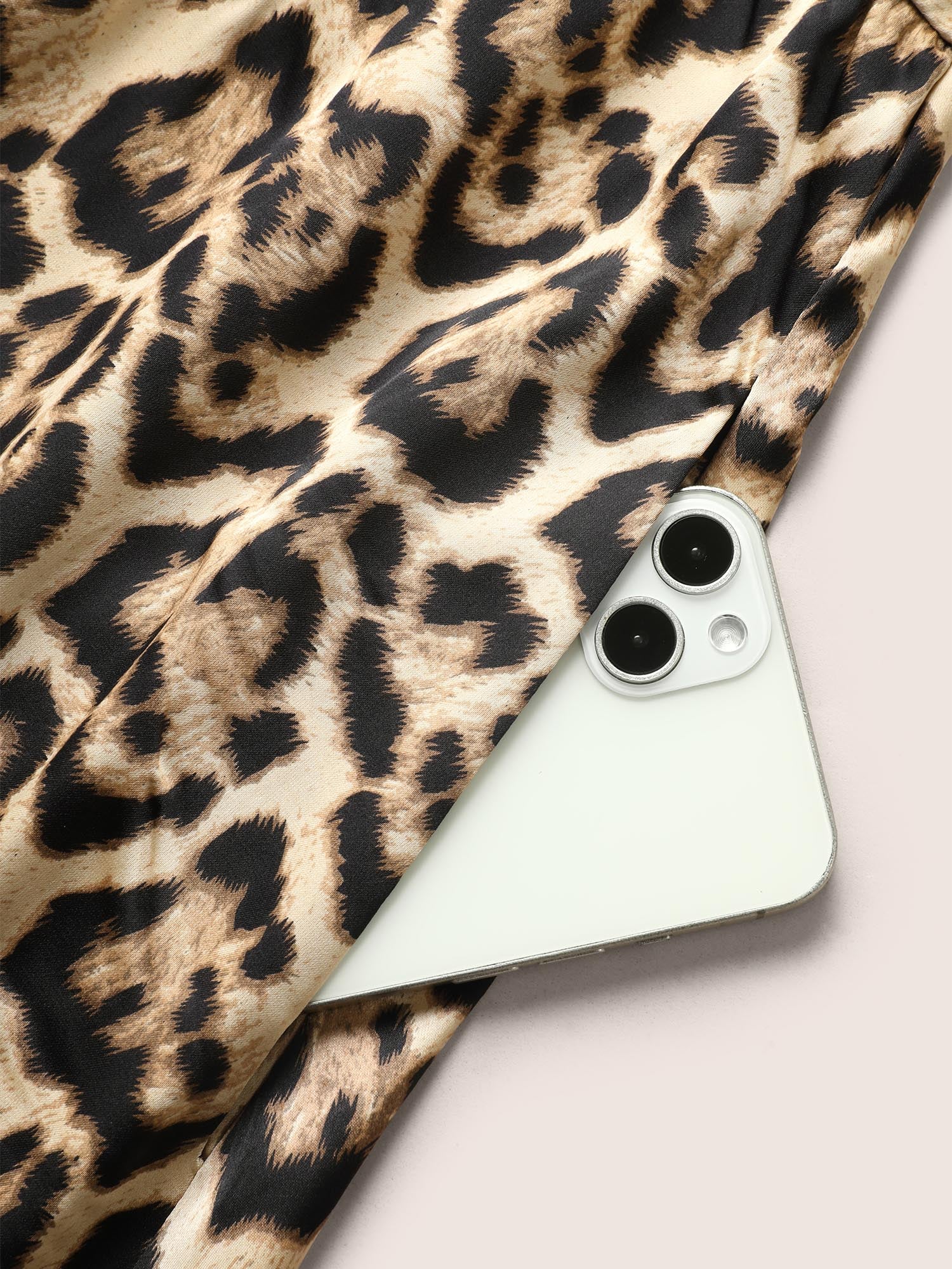 Overlap Collar Leopard Print Cami Dress