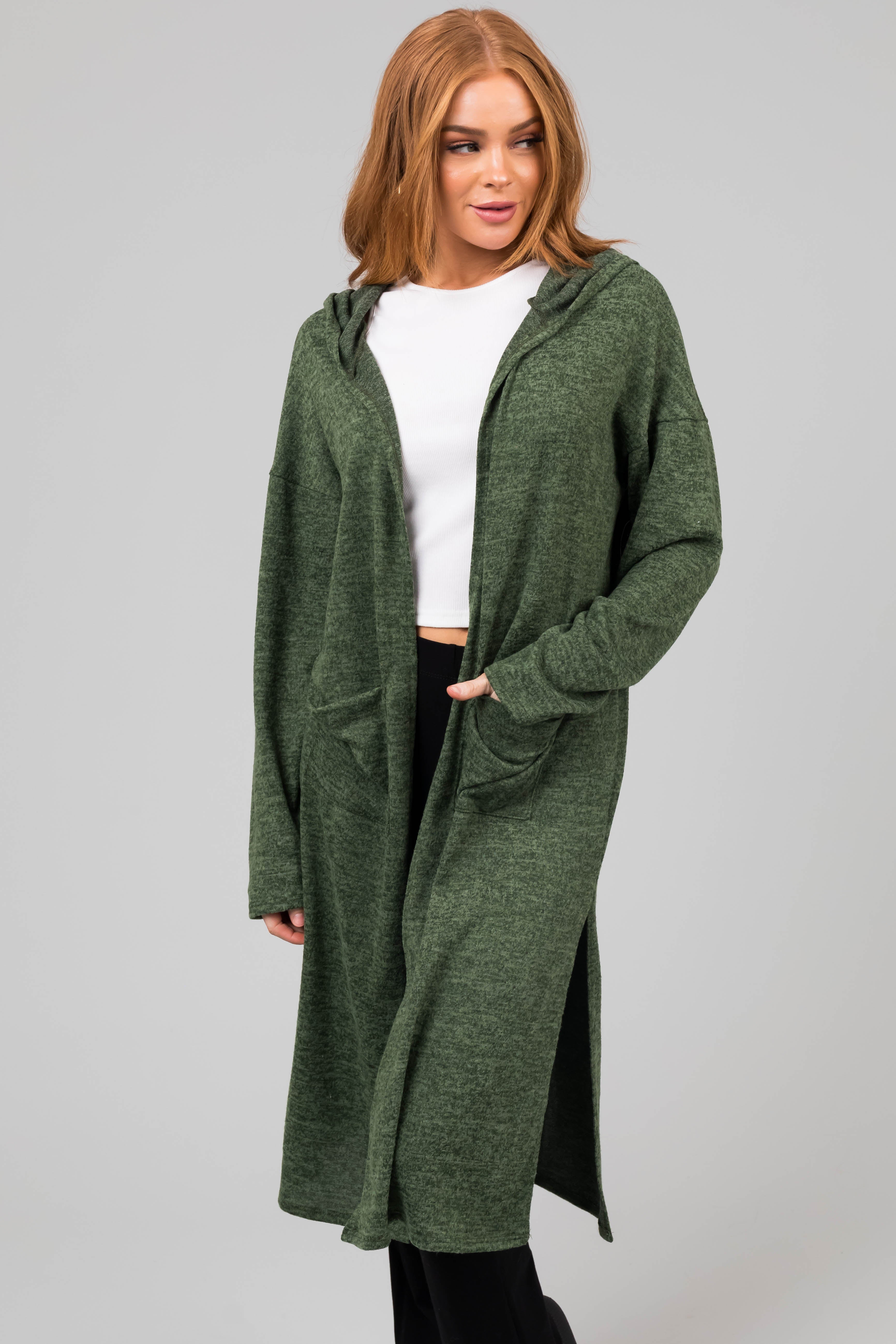 Pine Long Sleeve Hooded Duster Cardigan