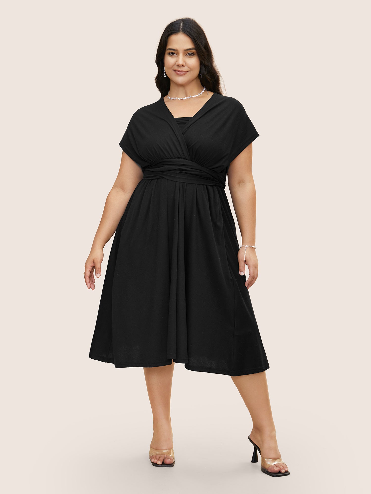Everywhere Dress - Monochromatic V Neck Wrap Dress