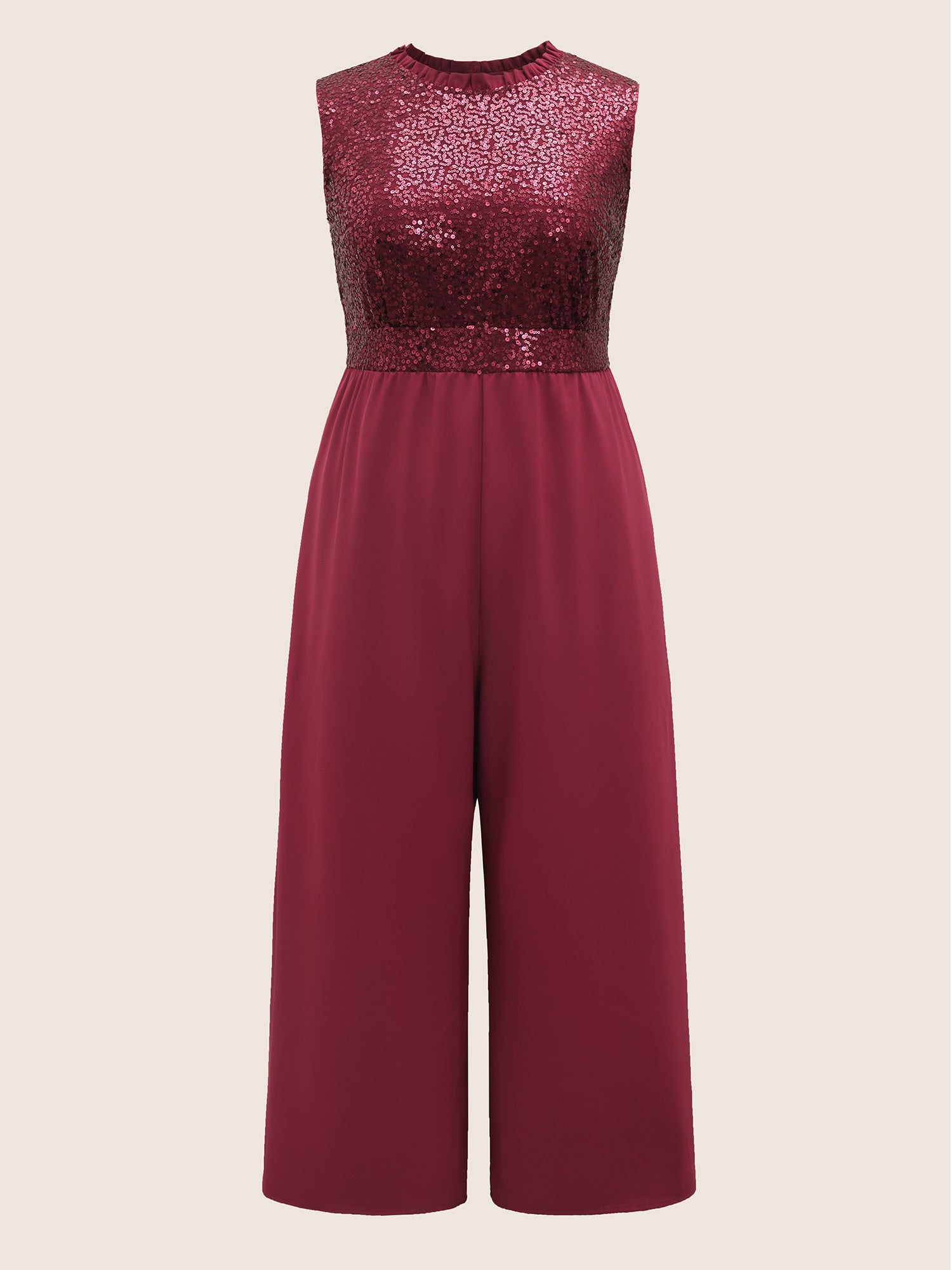 Sequin Patchwork Mock Neck Sleeveless Jumpsuit