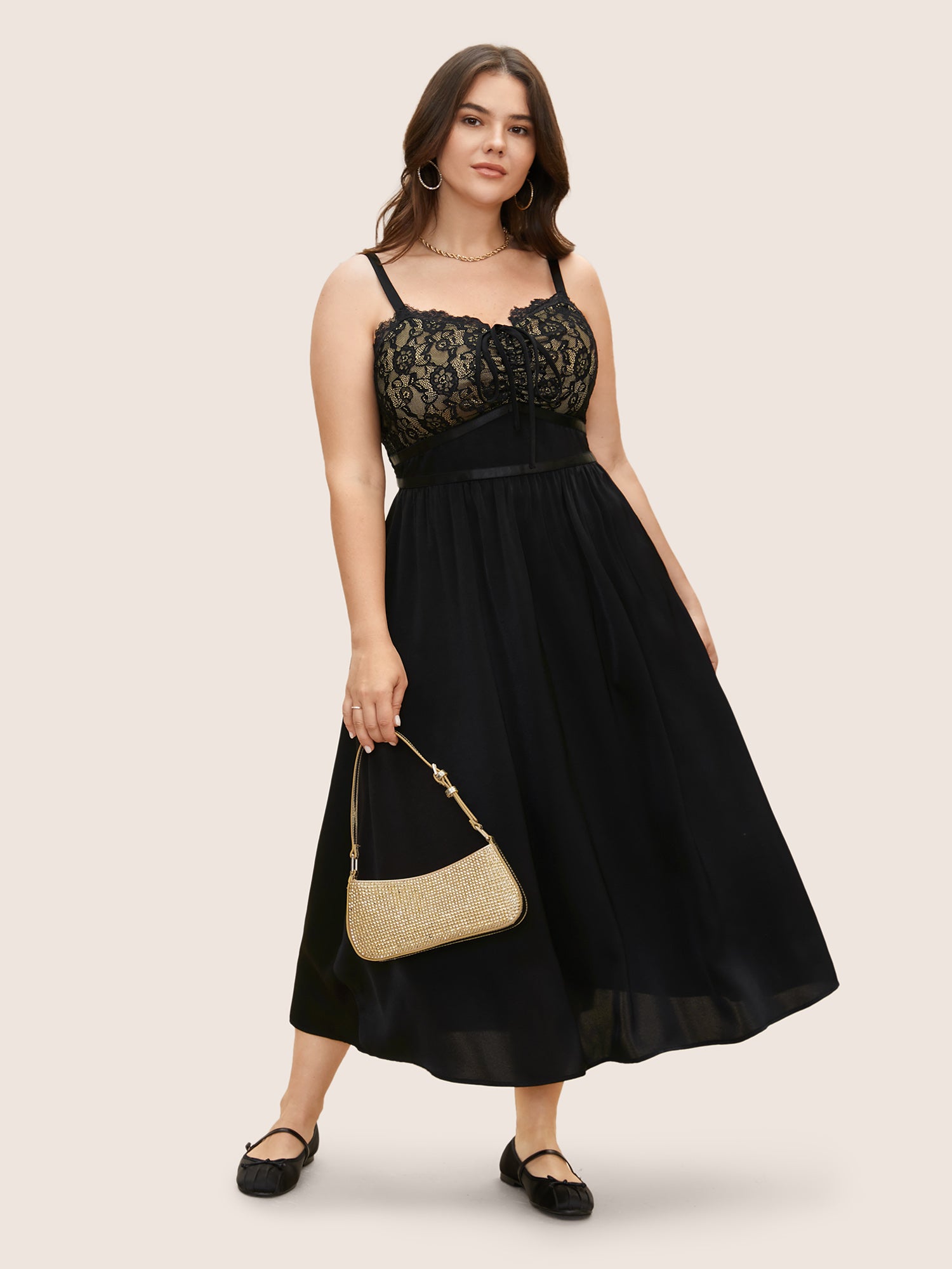 Crochet Lace Tie Knot Shirred Maxi Dress