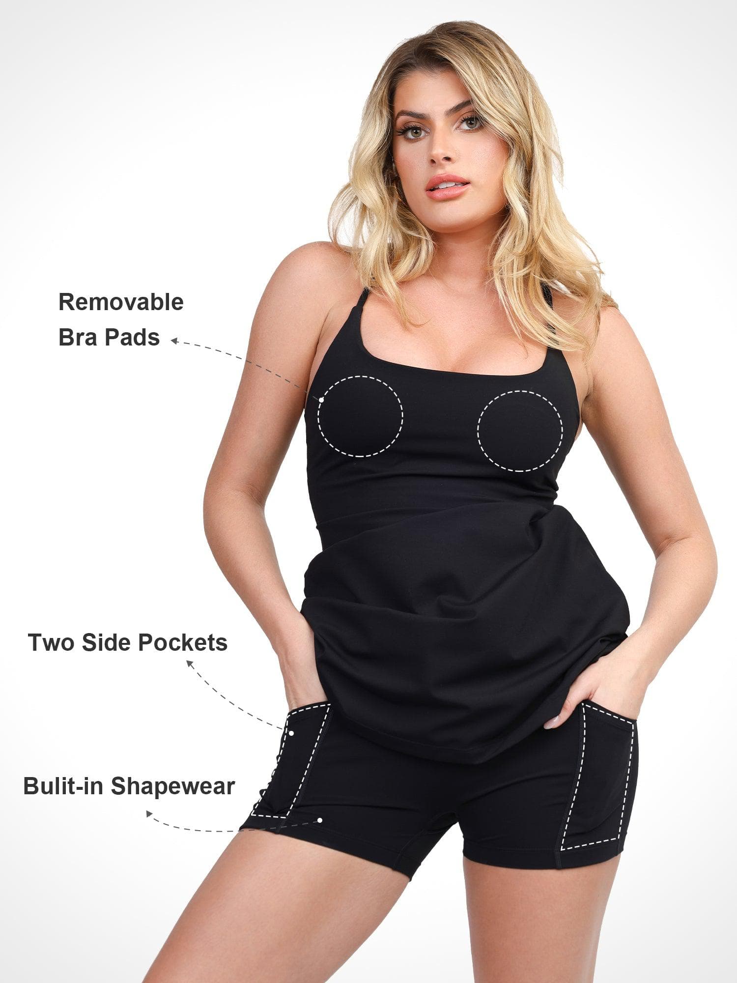 The Shapewear Dress Pet Hair Resistant Crisscross Back  Workout Slip Mini