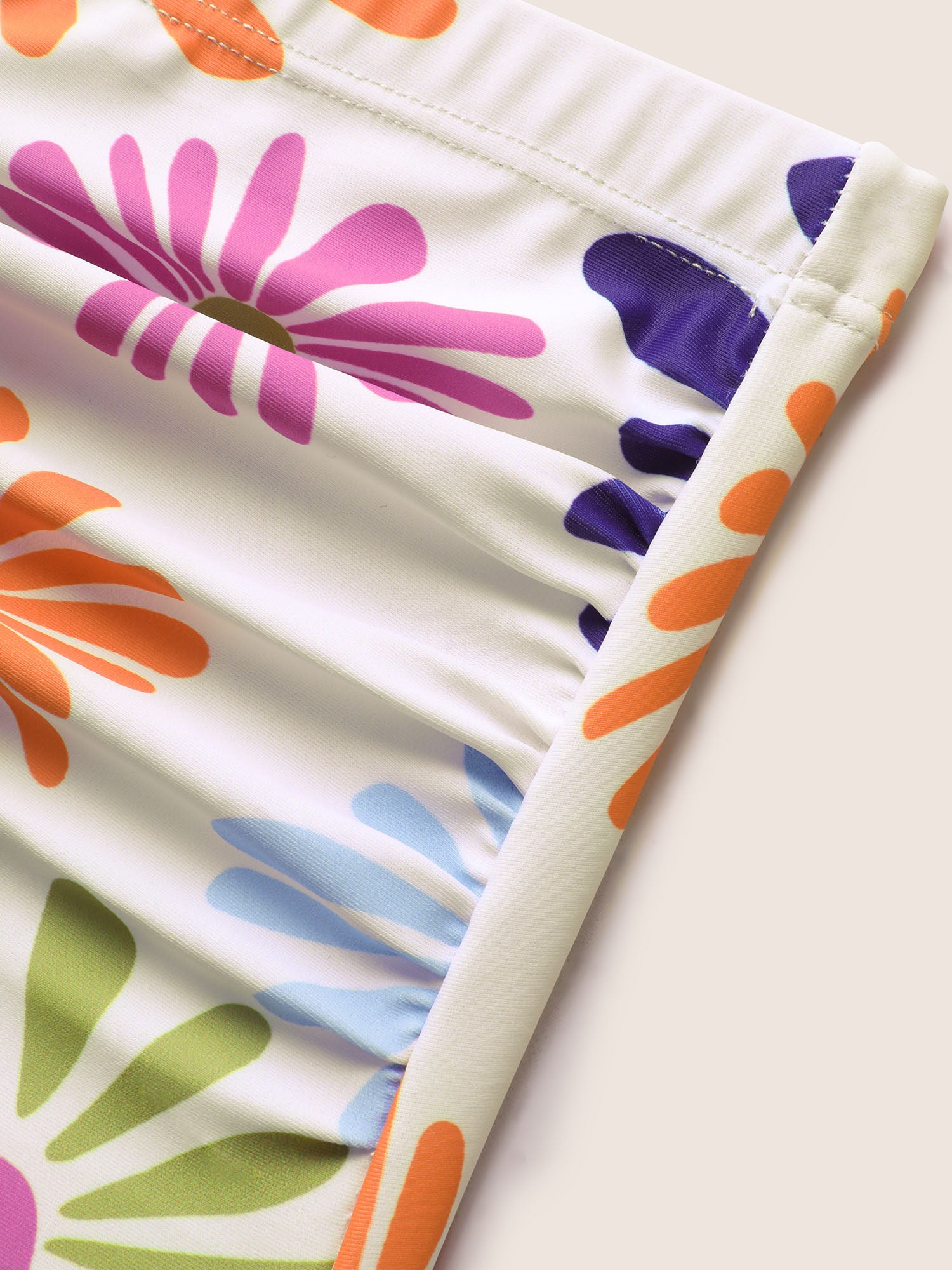 Floral Heart Neckline Ruched Swim Dress