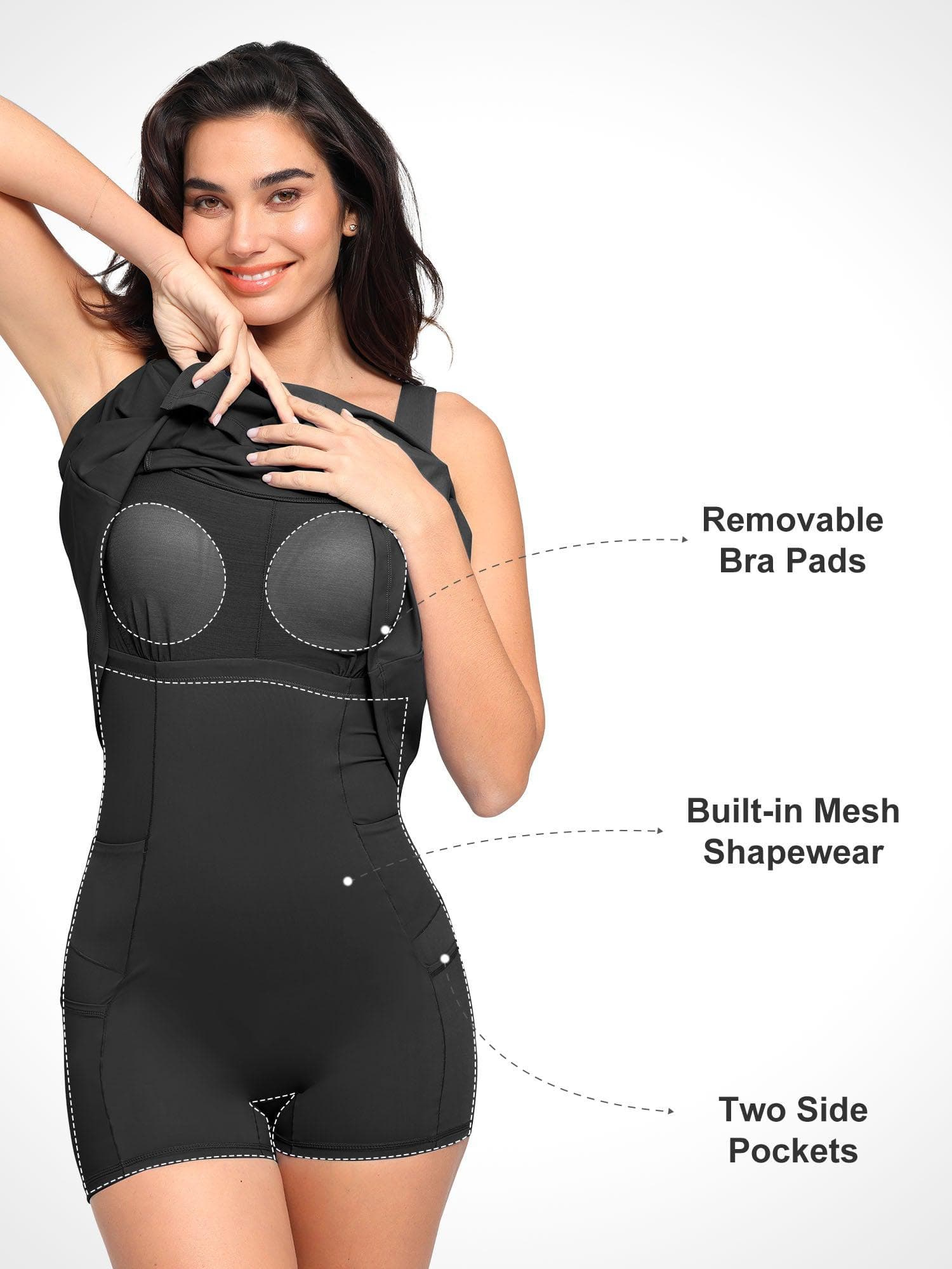 The Shapewear Dresses Pet Hair Resistant Square Neck Workout