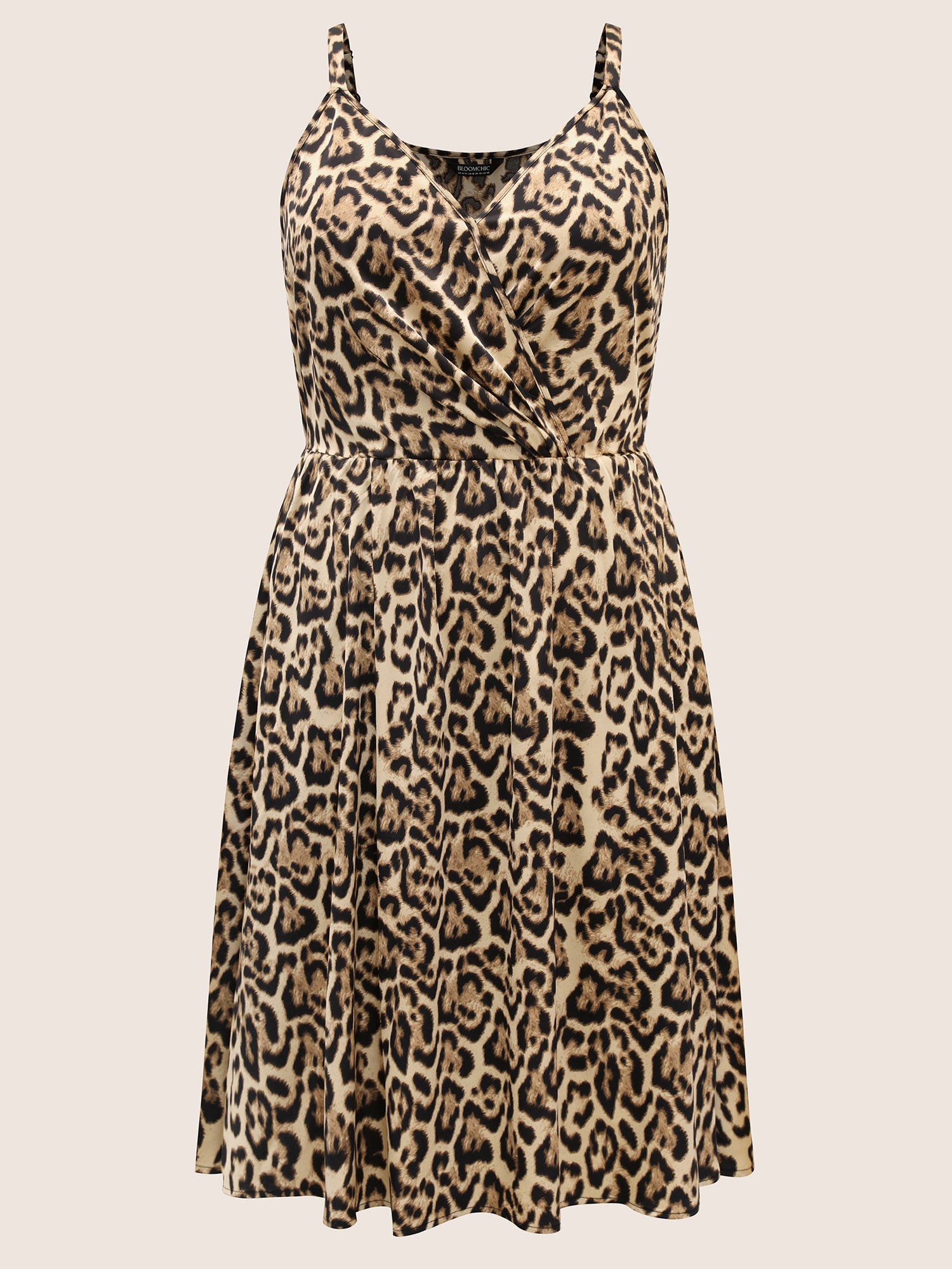 Overlap Collar Leopard Print Cami Dress